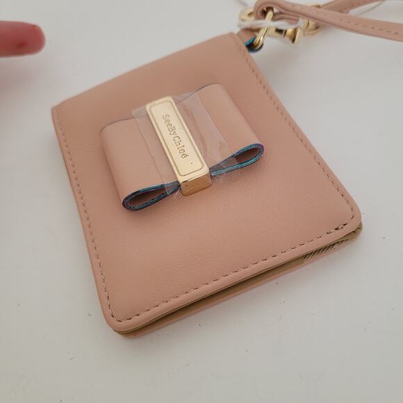 See By Chloe Rosita Powder Card Wallet Logo Small Bifold Cow Leather Bow New - Picture 6 of 7